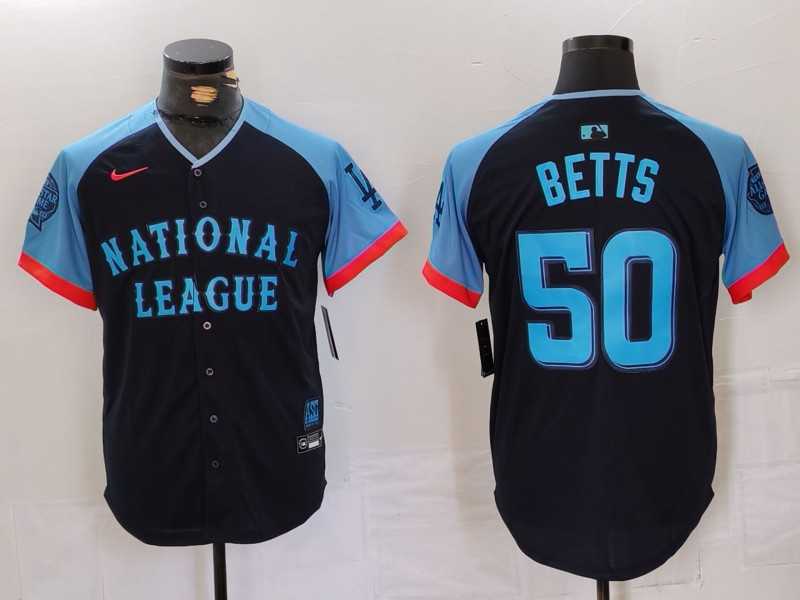 Mens Los Angeles Dodgers #50 Mookie Betts Navy 2024 All Star Limited Stitched Jersey